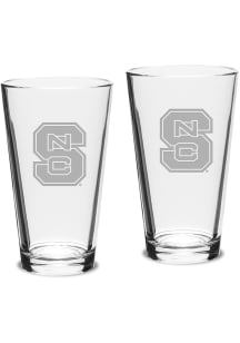 NC State Wolfpack Hand Etched Crystal 16oz Pub Set Pint Glass
