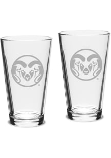 Colorado State Rams Hand Etched Crystal 16oz Pub Set Pint Glass