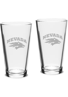 Nevada Wolf Pack Hand Etched Crystal 16oz Pub Set Pint Glass