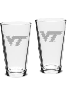 Virginia Tech Hokies Hand Etched Crystal 16oz Pub Set Pint Glass