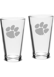 Clemson Tigers Hand Etched Crystal 16oz Pub Set Pint Glass