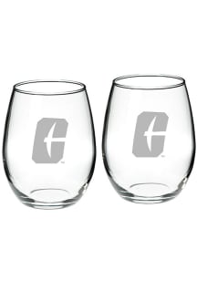 UNCC 49ers Hand Etched Crystal Set of 2 22oz Stemless Wine Glass