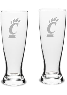 Cincinnati Bearcats Hand Etched Crystal Set of 2 23oz Pilsner Glass