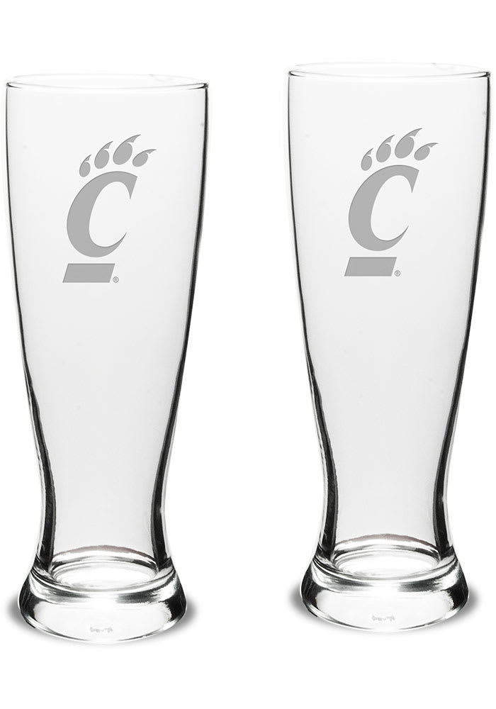 Cincinnati Bearcats Hand Etched Crystal Set of 2 23oz Pilsner Glass