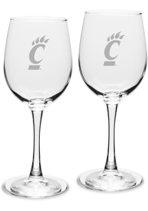 Cincinnati Bearcats Hand Etched Crystal Set of 2 12oz Wine Glass