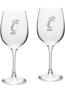 Cincinnati Bearcats Hand Etched Crystal Set of 2 16oz Wine Glass