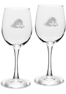 Delaware Fightin' Blue Hens Hand Etched Crystal Set of 2 12oz Wine Glass