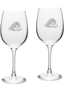 Delaware Fightin' Blue Hens Hand Etched Crystal Set of 2 16oz Wine Glass