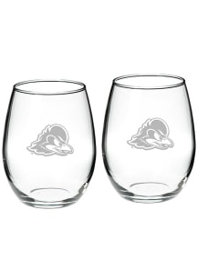 Delaware Fightin' Blue Hens Hand Etched Crystal Set of 2 22oz Stemless Wine Glass