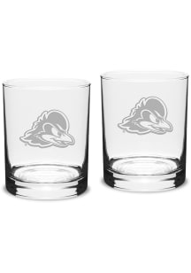 Delaware Fightin' Blue Hens Hand Etched Crystal Set of 2 14oz Double Old Fashioned Rock Glass