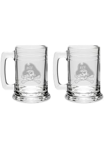 East Carolina Pirates Hand Etched Crystal Set of 2 15oz Colonial Tankard Stein