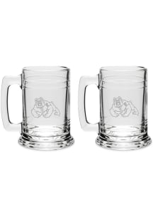 Fresno State Bulldogs Hand Etched Crystal Set of 2 15oz Colonial Tankard Stein