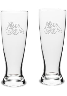 Fresno State Bulldogs Hand Etched Crystal Set of 2 23oz Pilsner Glass