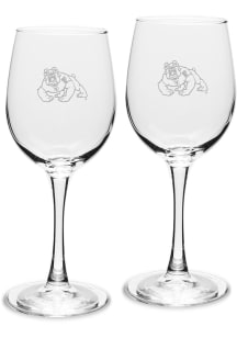 Fresno State Bulldogs Hand Etched Crystal Set of 2 12oz Wine Glass