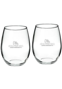 Gonzaga Bulldogs Hand Etched Crystal Set of 2 22oz Stemless Wine Glass