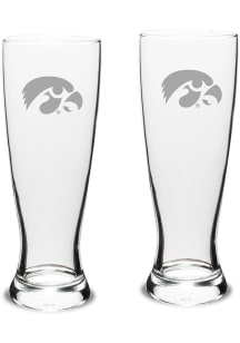 Iowa Hawkeyes Hand Etched Crystal Set of 2 23oz Pilsner Glass