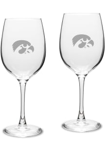 Iowa Hawkeyes Hand Etched Crystal Set of 2 16oz Wine Glass