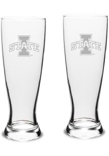 Iowa State Cyclones Hand Etched Crystal Set of 2 23oz Pilsner Glass