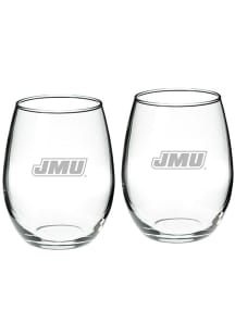 James Madison Dukes Hand Etched Crystal Set of 2 22oz Stemless Wine Glass
