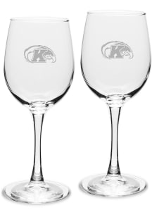 Kent State Golden Flashes Hand Etched Crystal Set of 2 12oz Wine Glass