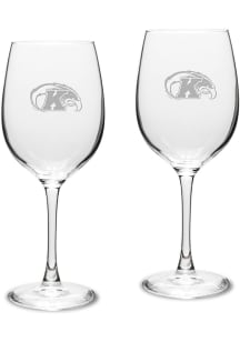 Kent State Golden Flashes Hand Etched Crystal Set of 2 16oz Wine Glass