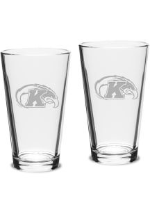 Kent State Golden Flashes Hand Etched Crystal Set of 2 16oz Pub Pint Glass