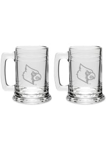 Louisville Cardinals Hand Etched Crystal Set of 2 15oz Colonial Tankard Stein