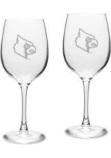 Louisville Cardinals Hand Etched Crystal Set of 2 16oz Wine Glass