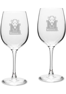 Marshall Thundering Herd Hand Etched Crystal Set of 2 16oz Wine Glass