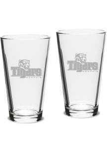 Memphis Tigers Hand Etched Crystal Set of 2 16oz Pub Pint Glass