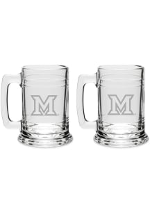 Miami RedHawks Hand Etched Crystal Set of 2 15oz Colonial Tankard Stein