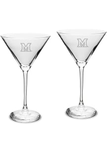 Miami RedHawks Hand Etched Crystal Set of 2 10oz Martini Glass