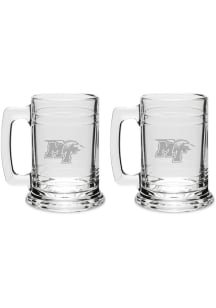 Middle Tennessee Blue Raiders Hand Etched Crystal Set of 2 15oz Colonial Tankard Stein