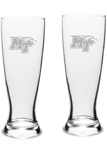 Middle Tennessee Blue Raiders Hand Etched Crystal Set of 2 23oz Pilsner Glass