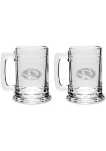 Missouri Tigers Hand Etched Crystal Set of 2 15oz Colonial Tankard Stein
