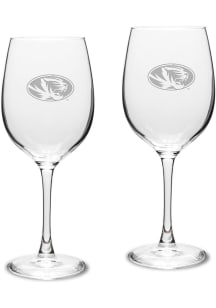 Missouri Tigers Hand Etched Crystal Set of 2 16oz Wine Glass