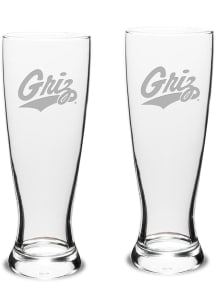 Montana Grizzlies Hand Etched Crystal Set of 2 23oz Pilsner Glass