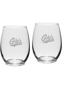 Montana Grizzlies Hand Etched Crystal Set of 2 15oz Stemless Wine Glass