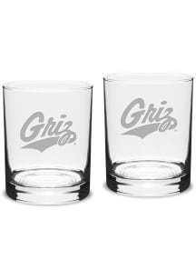 Montana Grizzlies Hand Etched Crystal Set of 2 14oz Double Old Fashioned Rock Glass