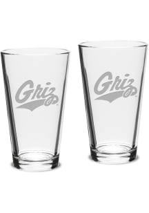 Montana Grizzlies Hand Etched Crystal Set of 2 16oz Pub Pint Glass