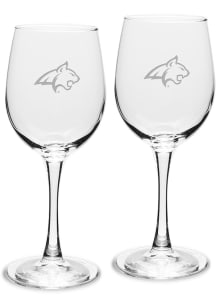 Montana State Bobcats Hand Etched Crystal Set of 2 12oz Wine Glass