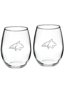 Montana State Bobcats Hand Etched Crystal Set of 2 22oz Stemless Wine Glass
