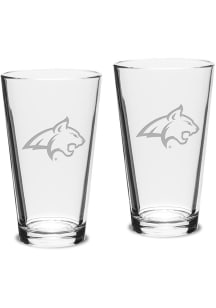 Montana State Bobcats Hand Etched Crystal Set of 2 16oz Pub Pint Glass