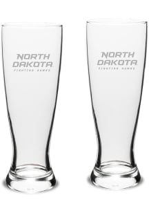 North Dakota Fighting Hawks Hand Etched Crystal Set of 2 23oz Pilsner Glass