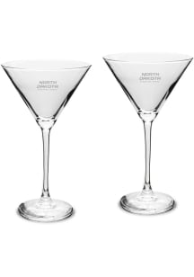North Dakota Fighting Hawks Hand Etched Crystal Set of 2 10oz Martini Glass