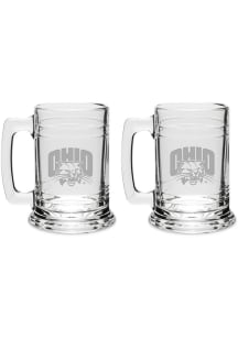 Ohio Bobcats Hand Etched Crystal Set of 2 15oz Colonial Tankard Stein