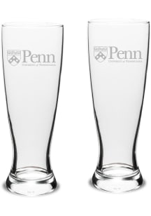 Pennsylvania Quakers Hand Etched Crystal Set of 2 23oz Pilsner Glass