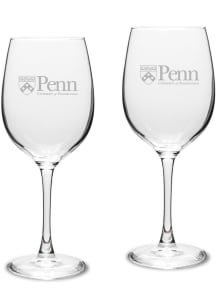 Pennsylvania Quakers Hand Etched Crystal Set of 2 16oz Wine Glass
