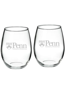 Pennsylvania Quakers Hand Etched Crystal Set of 2 22oz Stemless Wine Glass
