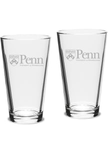 Pennsylvania Quakers Hand Etched Crystal Set of 2 16oz Pub Pint Glass